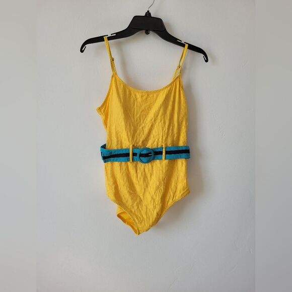NEW Jessica Simpson One Piece Swimsuit Retro Vintage Style Yellow Daisy Large - Picture 5 of 7